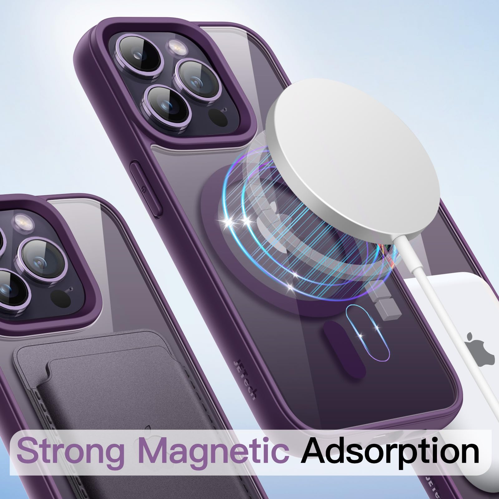 COPIKE Coque Magnétique IPhone 16 Avec Verre Trempé - Compatible MagSafe Anti-Choc | Bleu Transparent