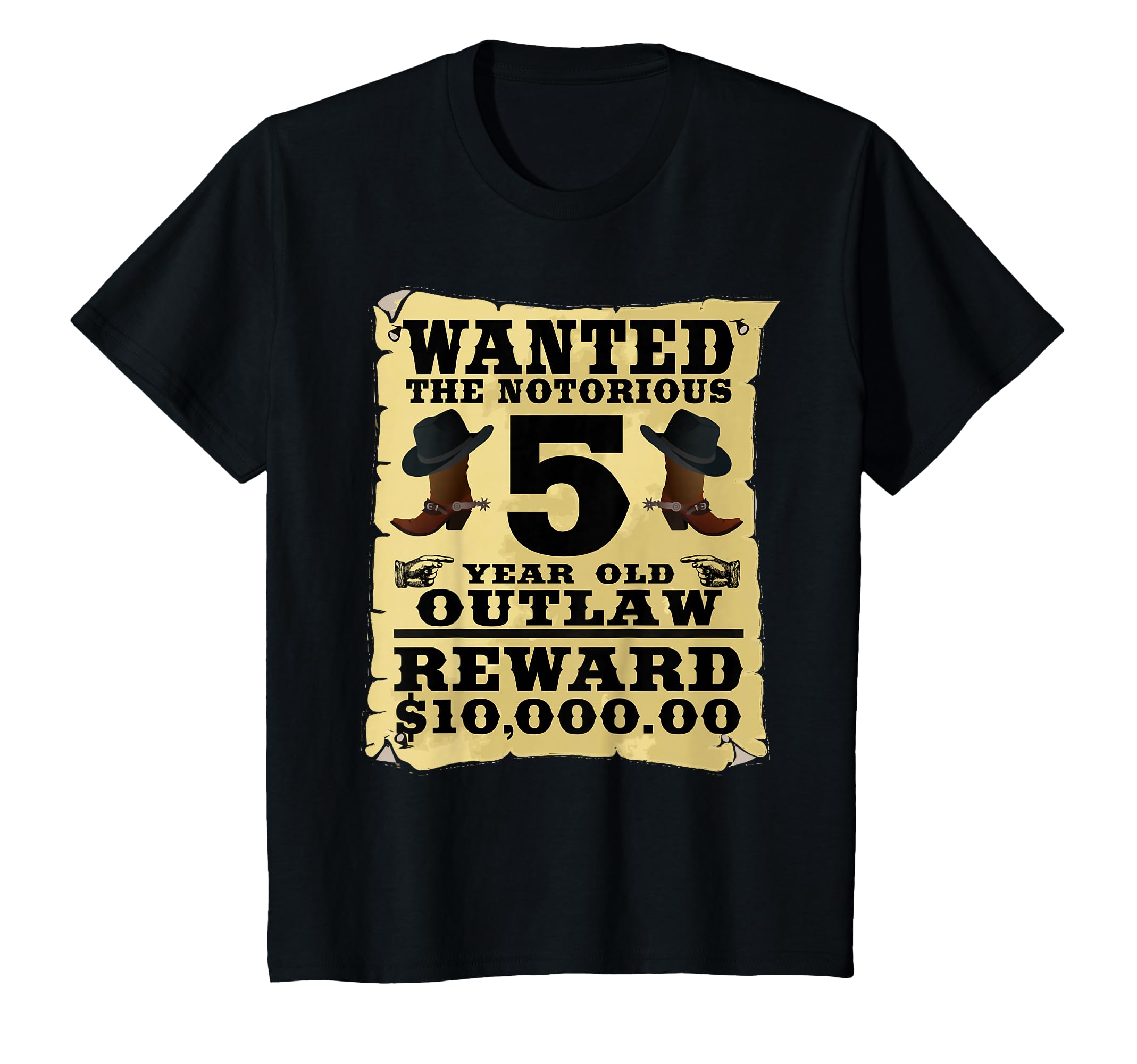 Kids 5 Year Old Cowboy Birthday Party Wild West Western 5th Gift T-Shirt