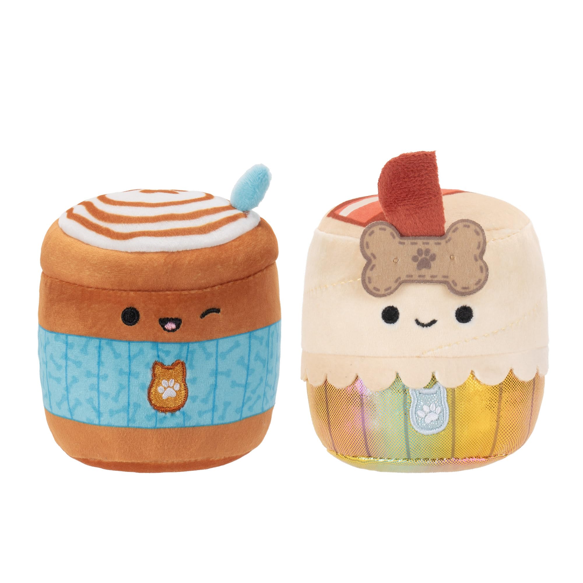 Squishmallows Chewmees 3.5-Inch Deeku Pup Latte + Lou-Lou Bacon Cupcake Chew Mees Pet toys by Original Pet Toy 2 pieces - Image 2