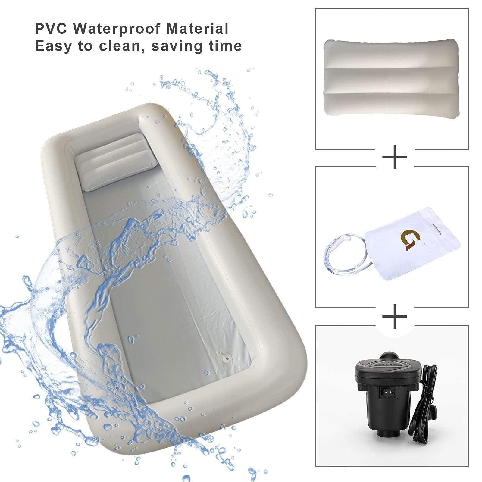 Bañera inflable para adultos, bañera de ducha portátil con bolsa de agua y almohadas de aire, ideal para el cuidado en el hogar de ancianos y baño de ancianos