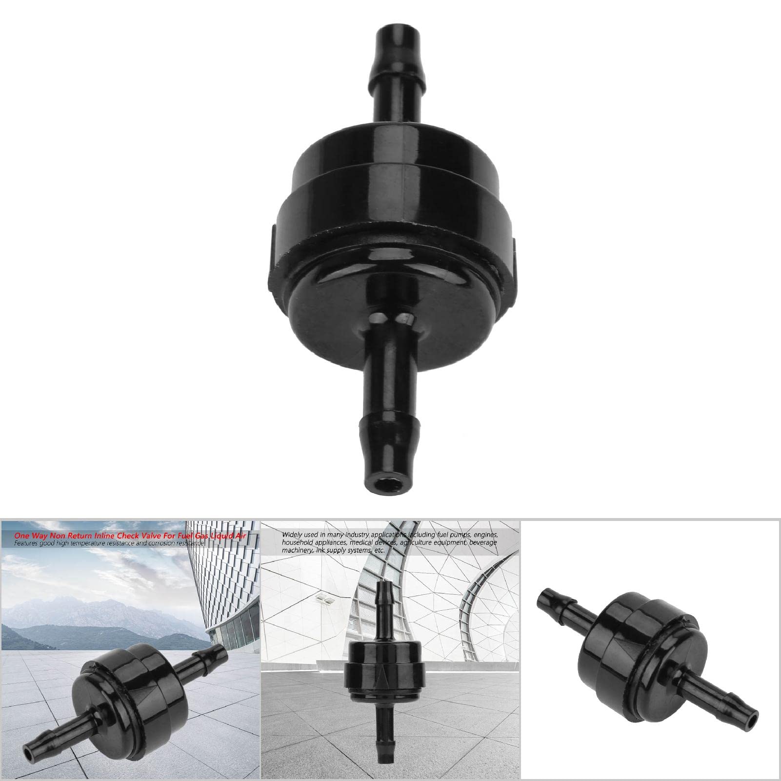 Inline Check Valve, One Way Non Return Inline Check Valve Easy to Install fuel Non Return Check Valve for Fuel Gas Liquid Air (1/8