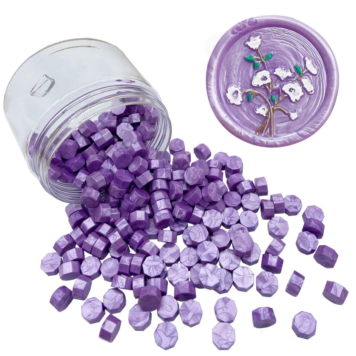 200 piezas de cera de sellado de lavanda Cuentas de sello de cera octágono a granel para invitaciones de boda Sello de cera de sello de regalo de Navidad Tarjeta de envoltura de sello de sobres