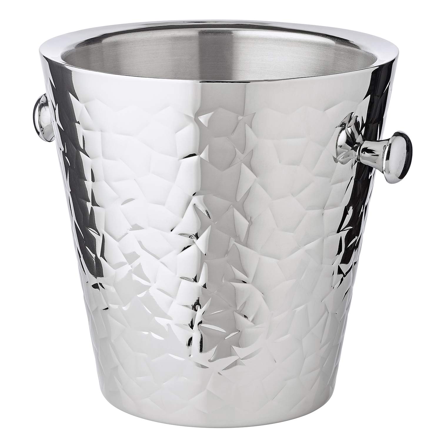 EDZARD Secchiello per vino Capri (H 23 cm, Ø 22 cm), acciaio inox lucido a specchio, a doppia parete, decorato, con 2 manici, per 1 bottiglia – secchiello per spumante