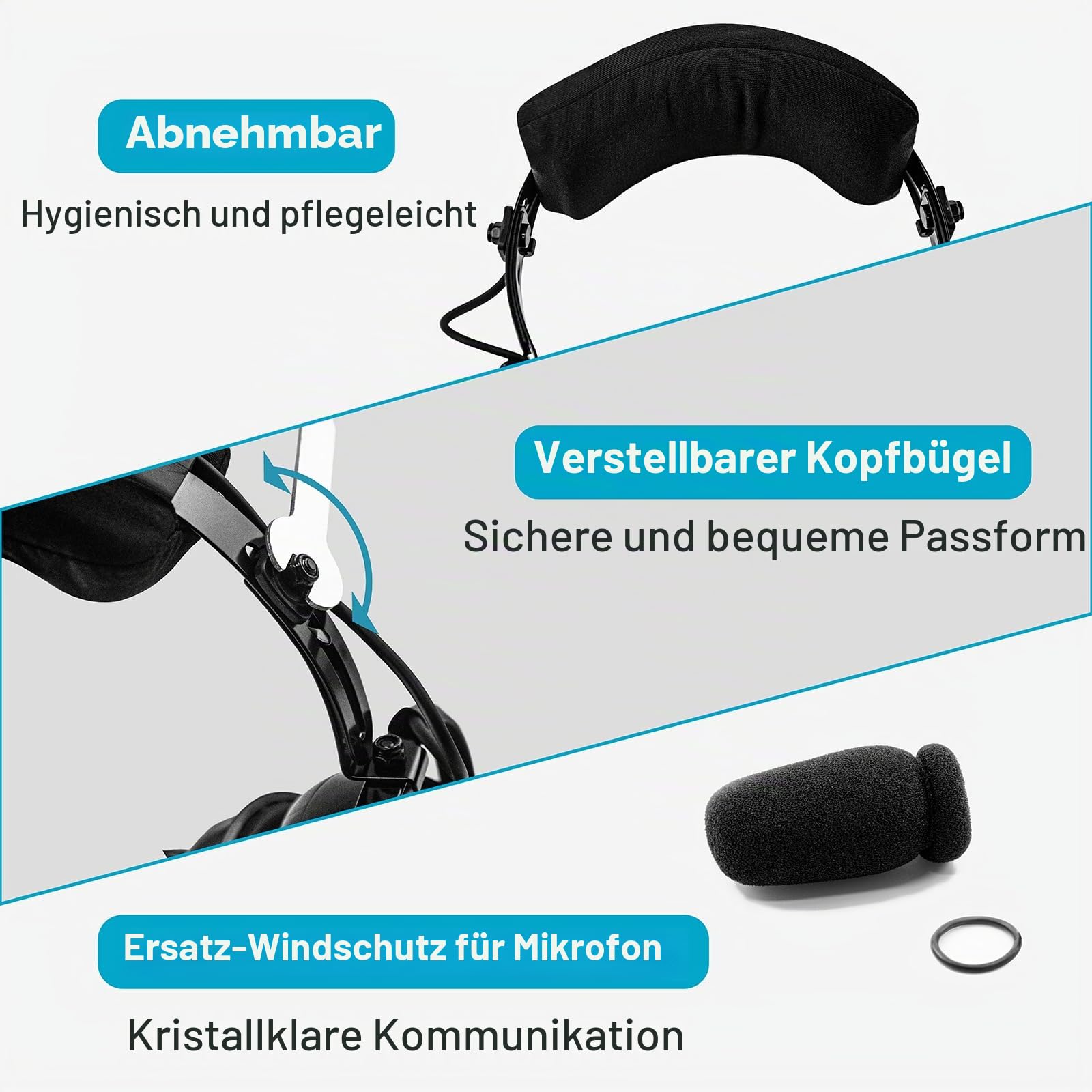 AIRVOICE Aviation Headset mit Geräuschunterdrückungsfunktion, für Piloten mit bequemen Ohrpolstern und flexiblem Mikrofon, PNR Luftfahrt-Headset für Piloten mit Tragetasche