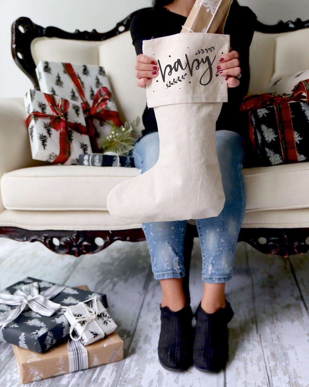 The Cotton & Canvas Co. Baby Christmas Stocking for Presents, Gift Bag, and Holiday Decorations image 3
