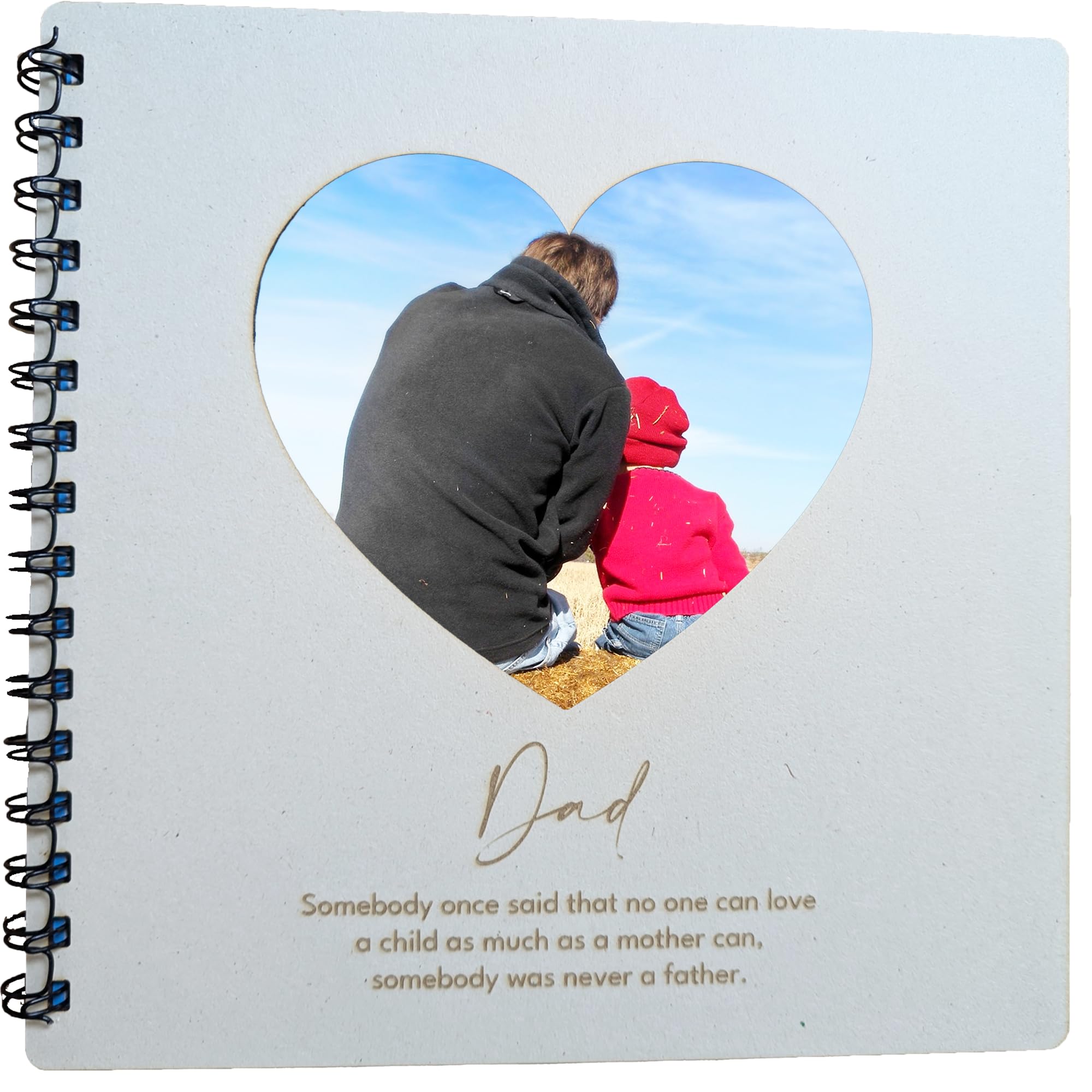 Photo Album Scrapbook Present Handmade with Thick Paper and Wooden-Card Cover (Dad)