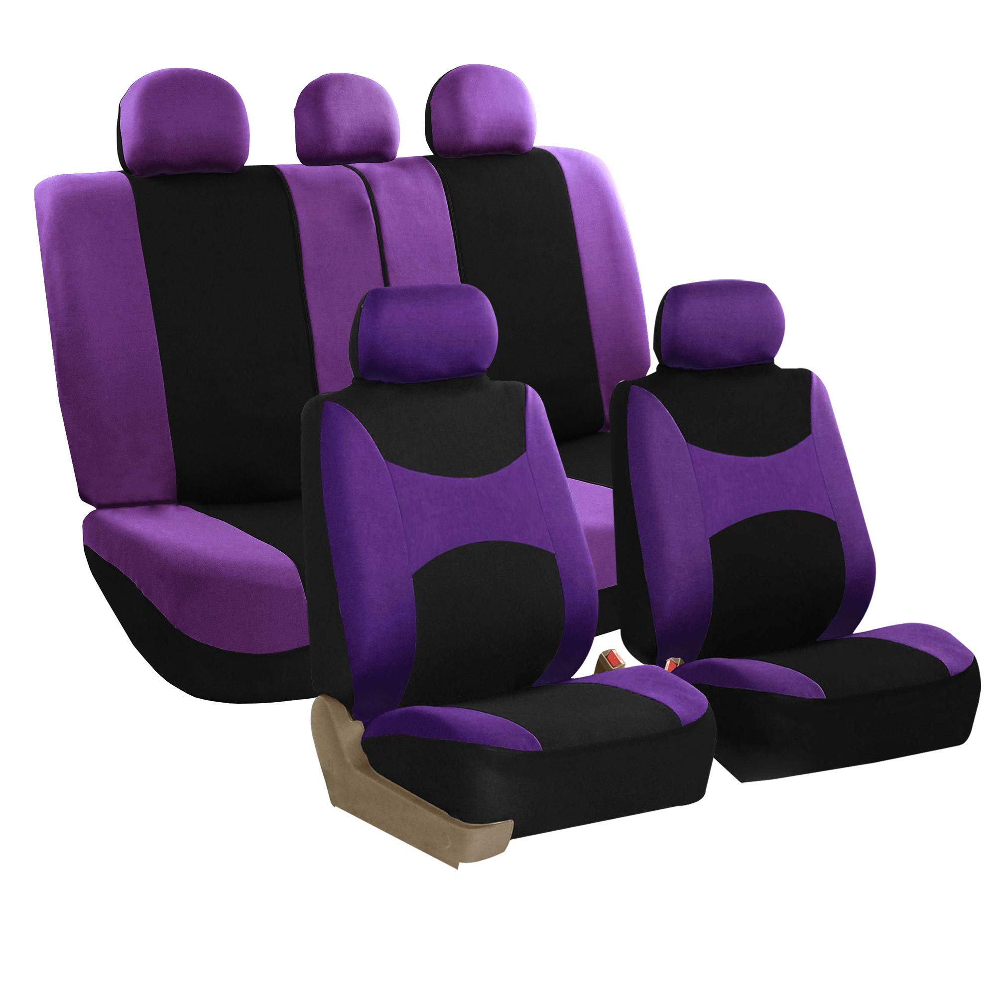 FH Group Car Seat Covers Front Set Red Cloth - Seat Covers For Low Back Seats With - View #4