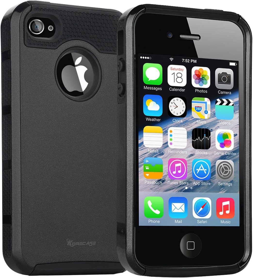 iPhone 4 Case,iPhone 4s Case,Armor Impact Resistant Rugge Durable Shockproof Heavy Duty Protection Dual Layer Case Cover for Apple iPhone 4 and 4s (Black)