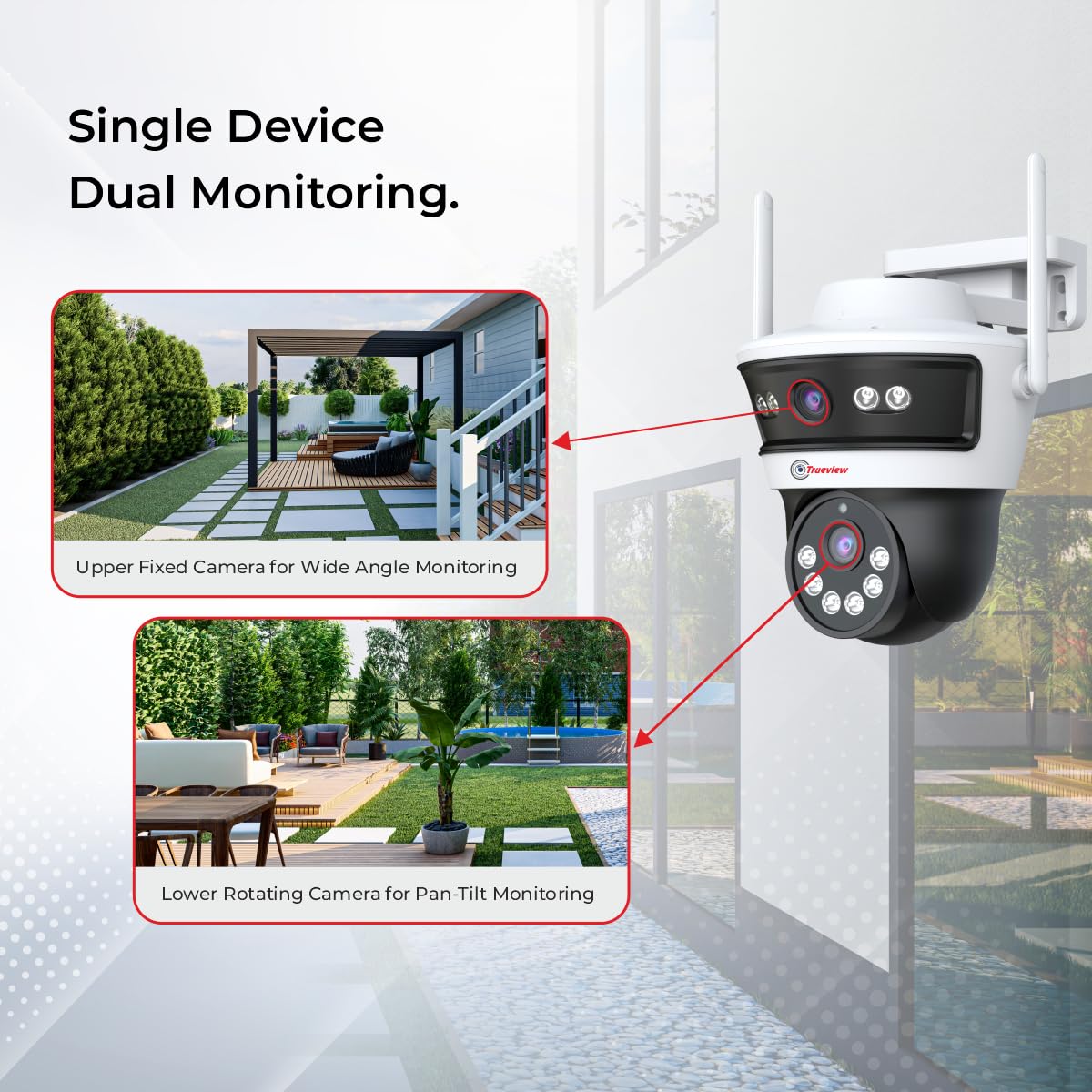 Trueview Smart WiFi Linkage 2Mp+2Mp Pan-Tilt Zoom CCTV Camera, Outdoor Indoor Security Camera, Water Proof, 2 Way Talk, Cloud Storage, Motion Detect, Supports SD Card Up to 256 GB, Night Vision - Image 4 thumbnail