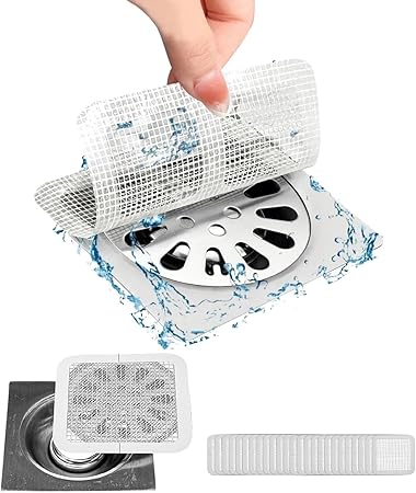 25 Packs - Disposable Shower Drain Hair Catcher 3.94 Inches Square Drain Hair Catcher Stickers for Bath & Kitchen - Hair Catcher Shower Drains Cover for Human & Pet Hair - Mesh for Bathtub & Laundry