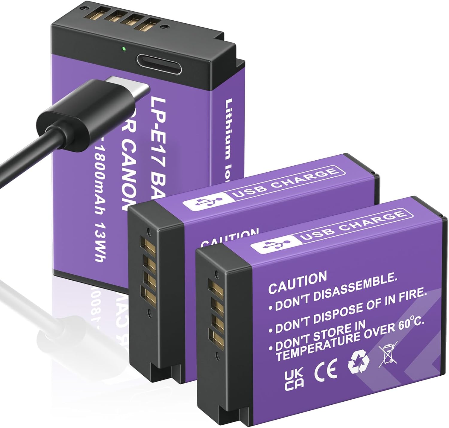 LP-E17 Battery 3-Pack for Canon EOS R50 RP R10 and more