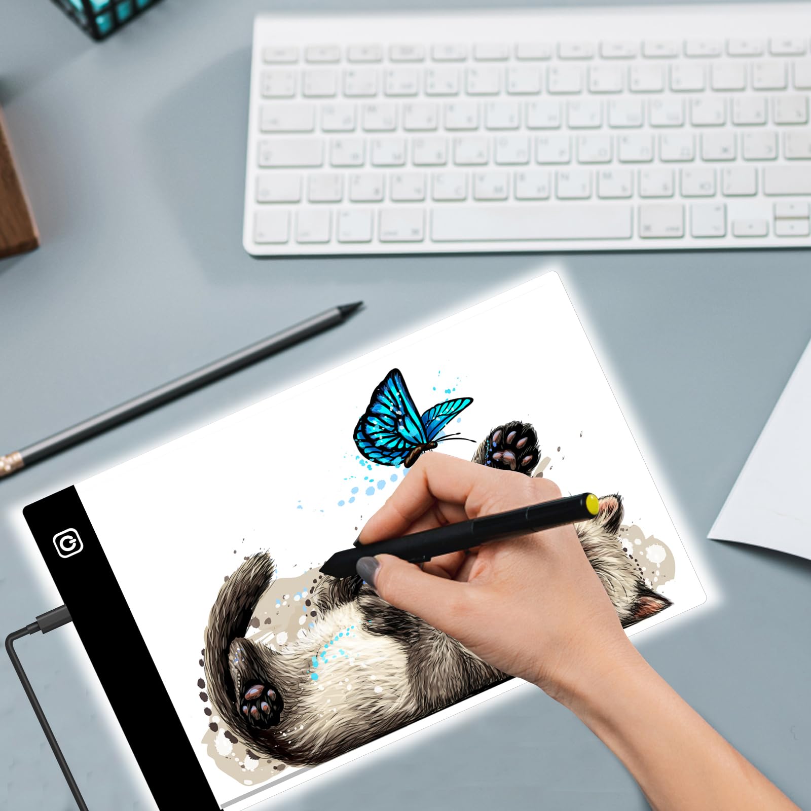 Joyan Mesa de Luz para Dibujo A4 Mesa de Luz para Calcar 3 Niveles de Brillo Mesa Luz Dibujo Calcar Dibujos Proyector Pantalla De Luz para Dibujar Pizarra Luz Led Diamond Painting Accesorios