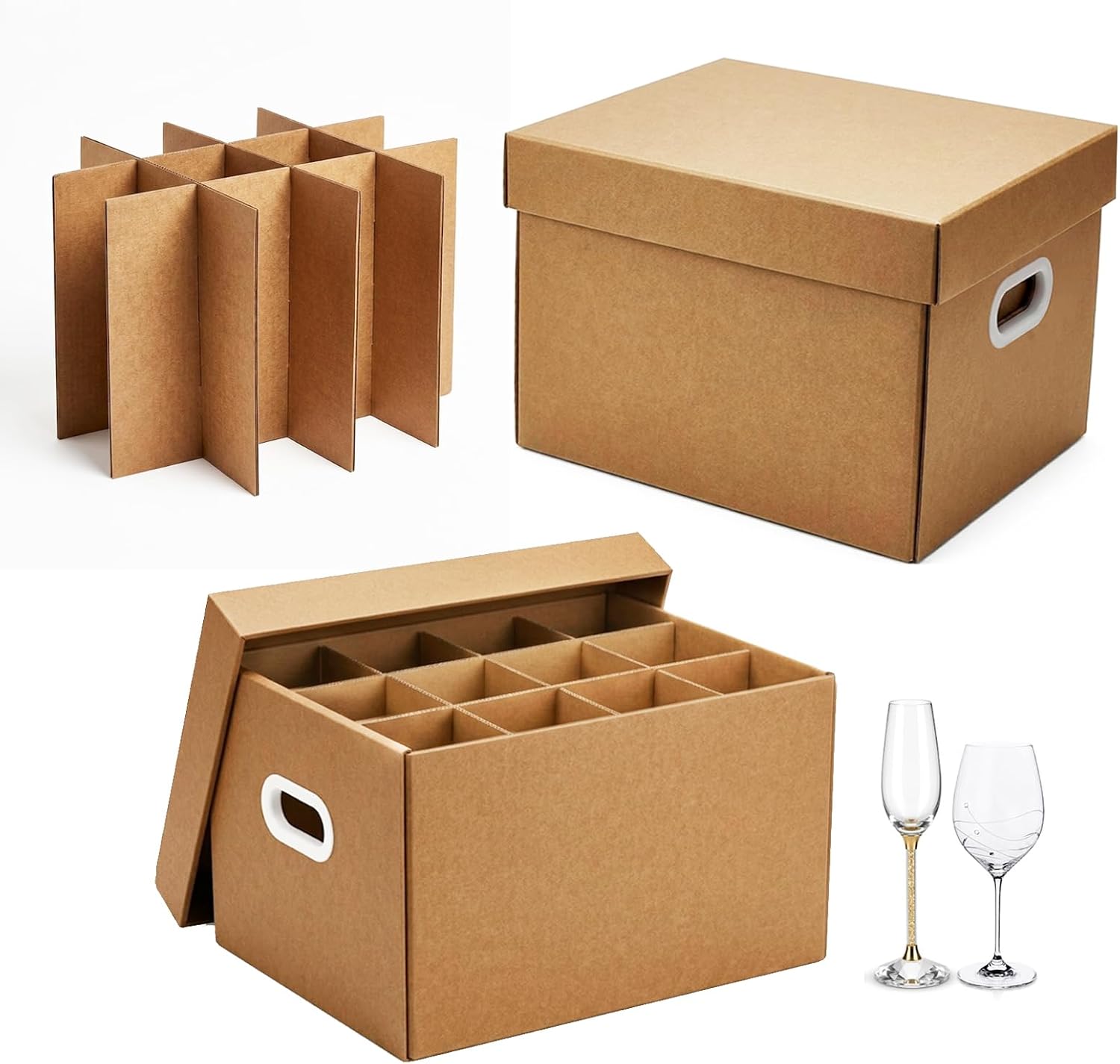 MYZC 2 Pack Wine Glass Moving Boxes, Glassware Packing Boxes for Moving