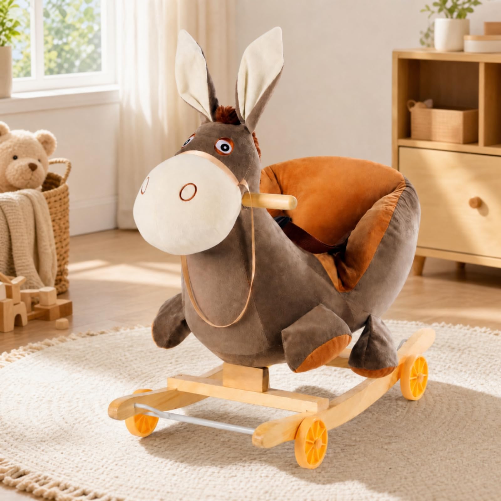 Giocattolo Imbottito a Forma Somaro con Seduta Imbottita Sicuro per Neonati e Bambini Piccoli, Area Giochi