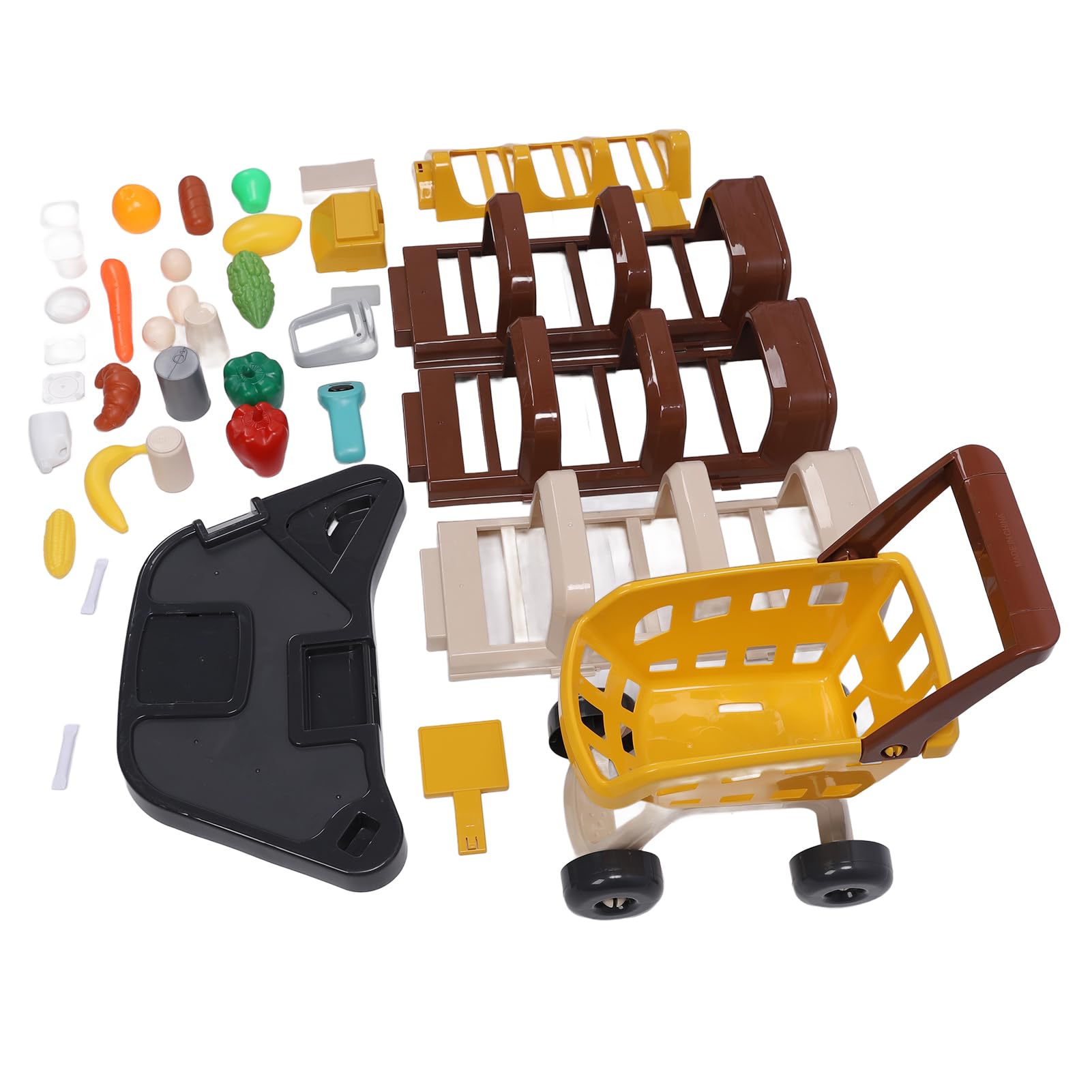Alomejor Set da Gioco per il Negozio di Alimentari per Bambini, con Scanner Funzionante e Registratore di Cassa per il Carrello della spesa. Gioca a Giocattoli Alimentari