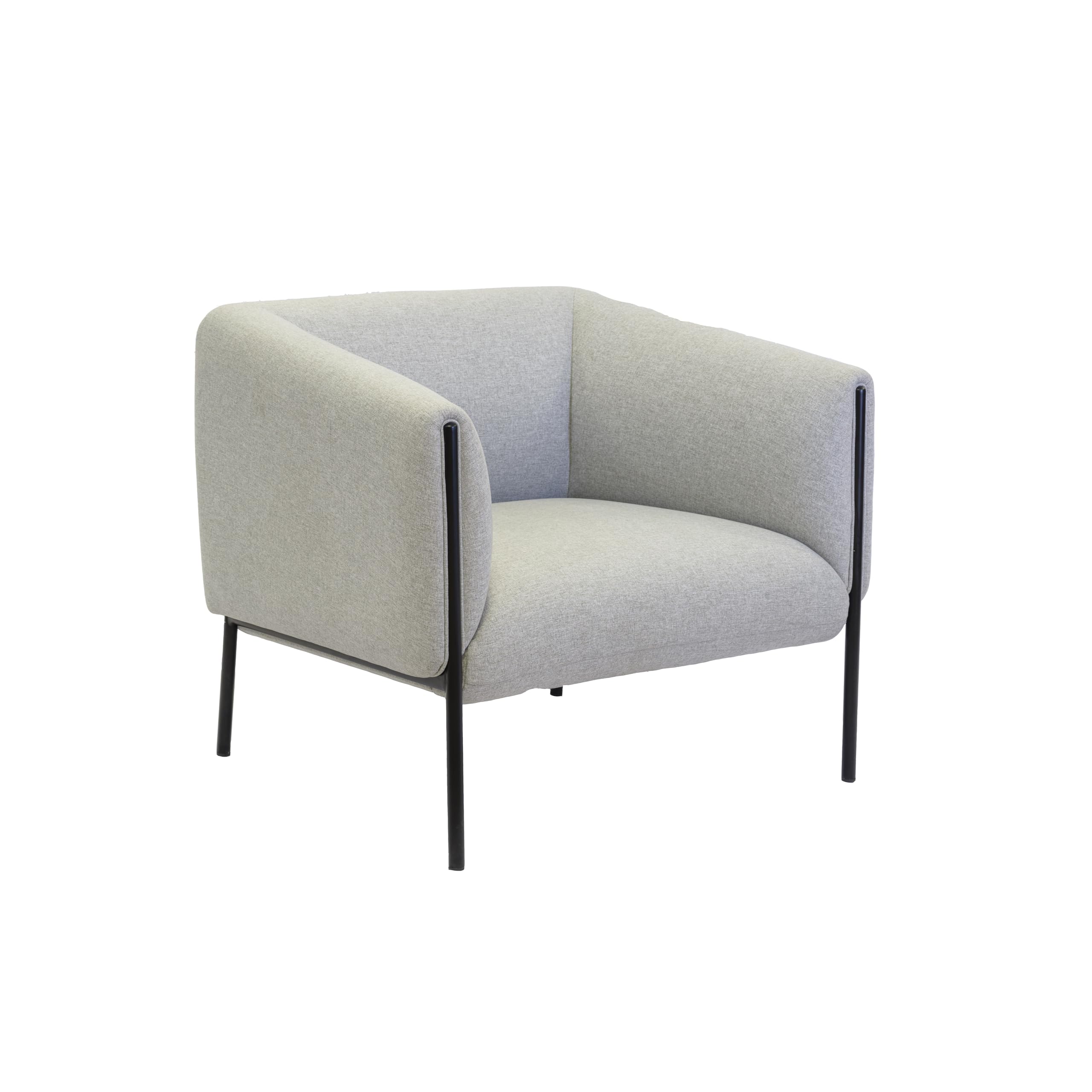 Curve Armchair, Single Seater, High-Density Foam Seat, Steel Frame, 87 x 72 x 88.9 cm, Fabric, Grey