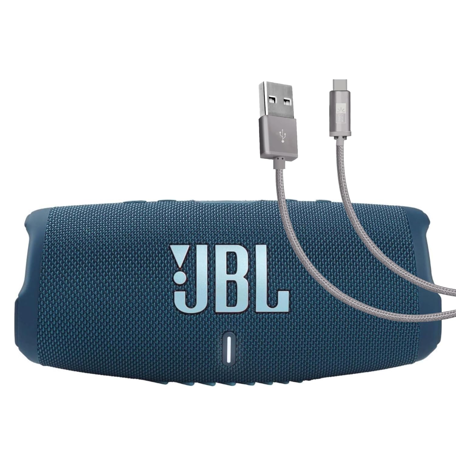 JBL Charge 5 Blue Bundle with Case Logic Braided USB Type-C Charge Sync 6 feet Gray