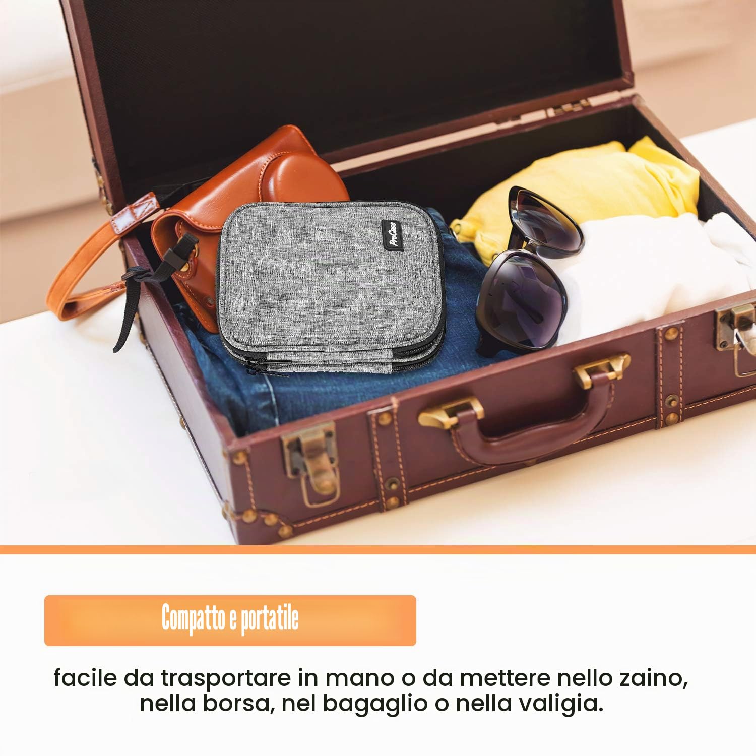 ProCase Custodia per uncinetto (vuota), borsa per ferri da maglia con tasche interne, custodia da viaggio per uncinetti, ferri da maglia, accessori per attrezzi, fino a 16,5 cm
