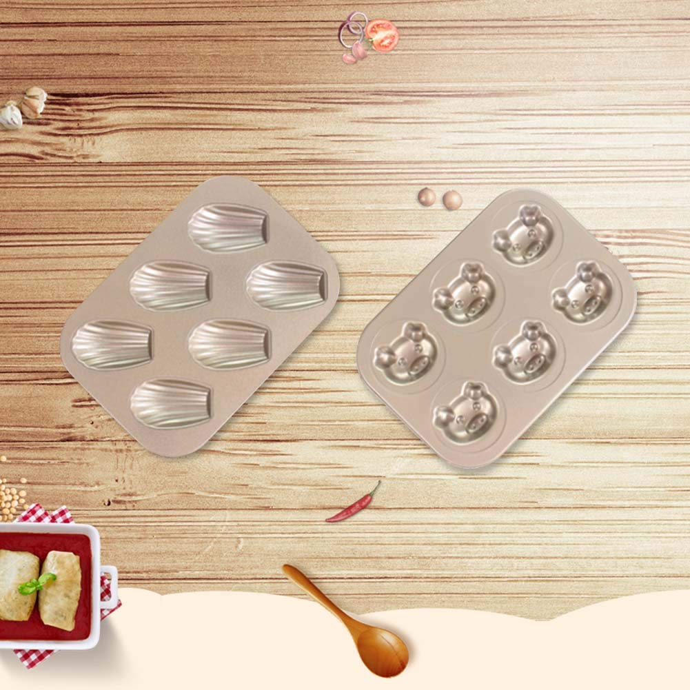 Nonstick Donut Pan, 6-Well, Bakeware Aluminized Steel Donut Pan, Baking Molds, Baking Pans(Champagne-shyle01)