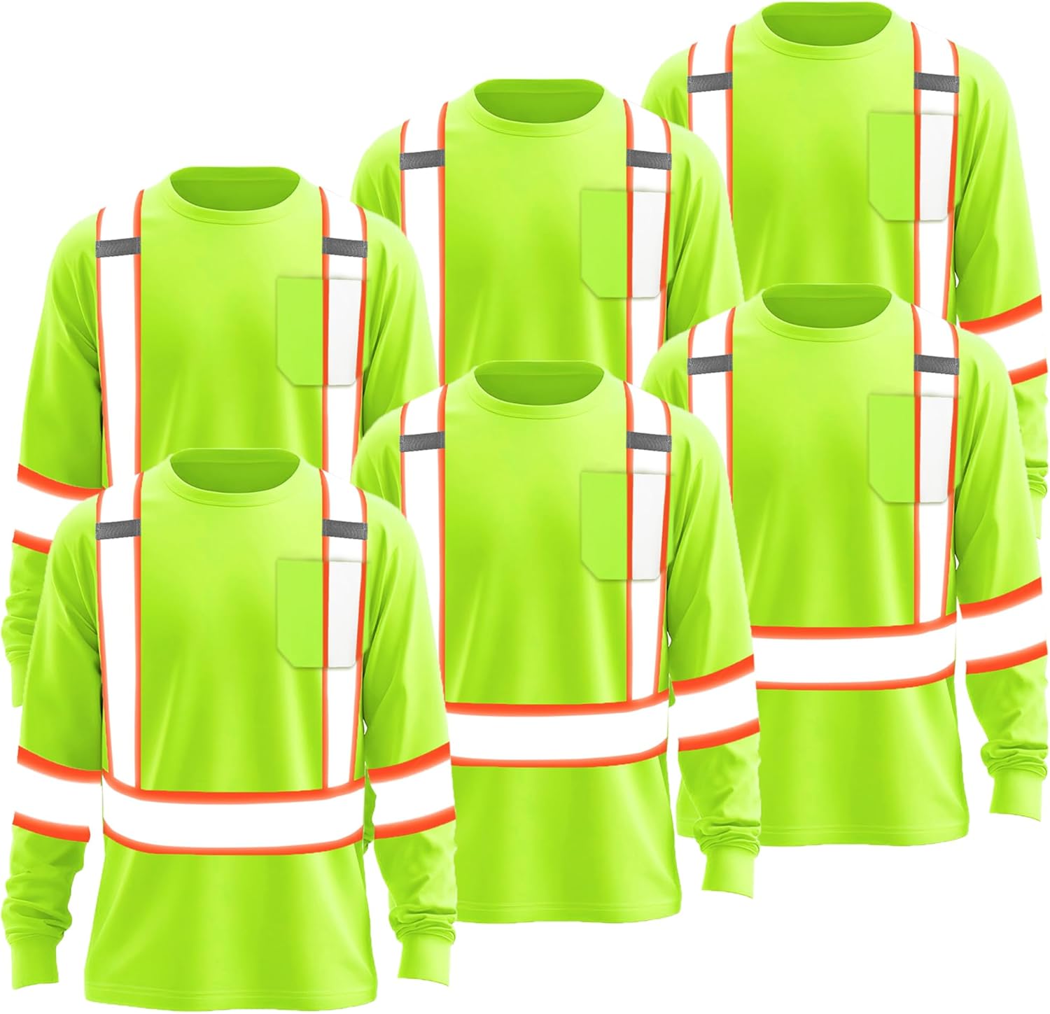 JOYYANGFANG High Visibility Shirt Hi Vis Long Sleeve Shirts for Men Women Reflective Class 3 Safety Shirts
