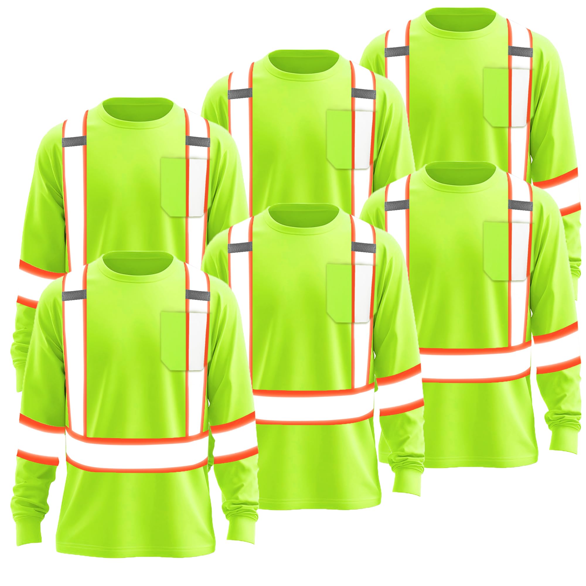 - High Visibility Shirt Hi Vis Long Sleeve Shirts for Men Women Reflective Class 3 Safety Shirts