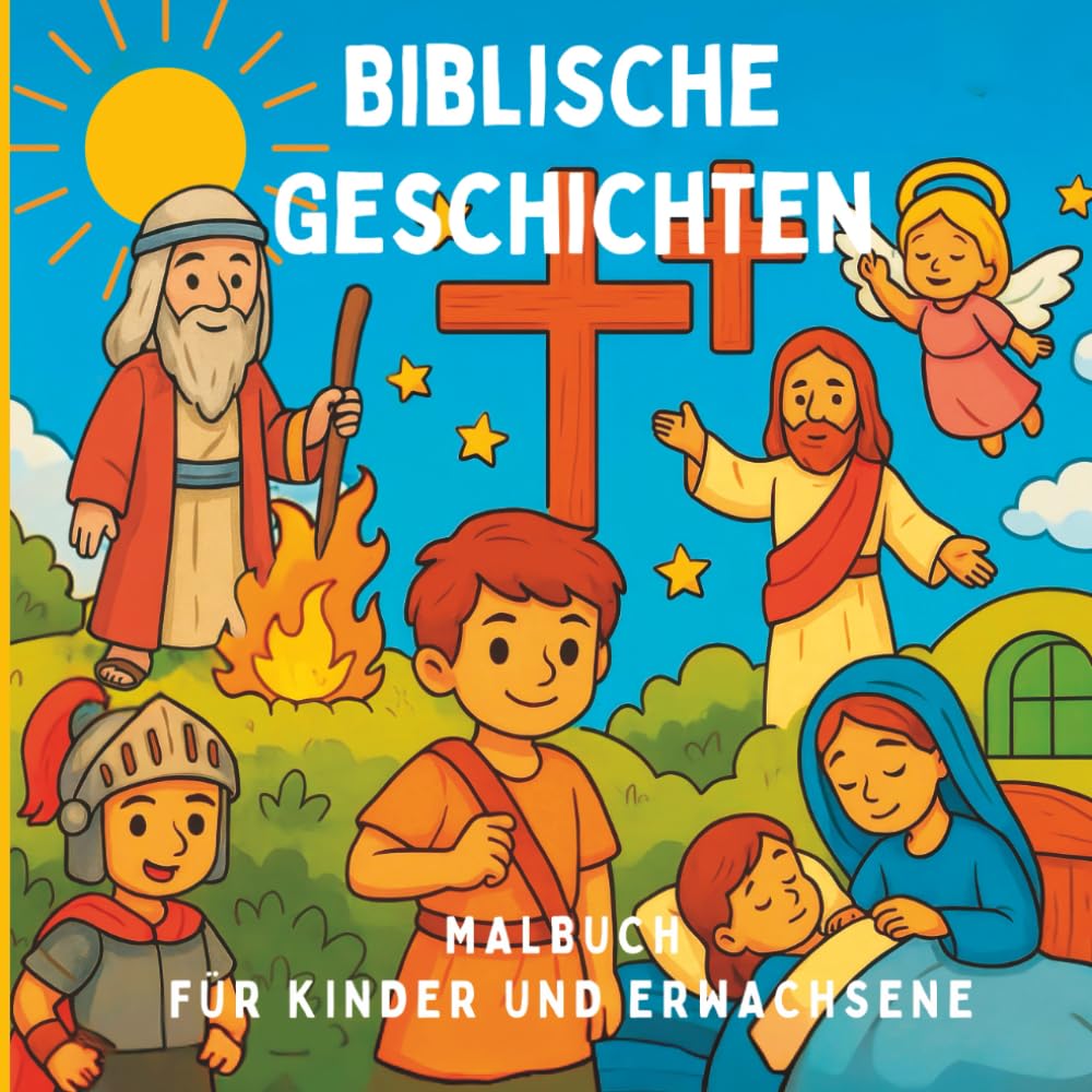 Biblische Geschichten Malbuch für Kinder und Erwachsene: Inspirierende biblische Momente zum Ausmalen für die ganze Familie. Herzerwärmende Szenen aus der Bibel für jedes Alter