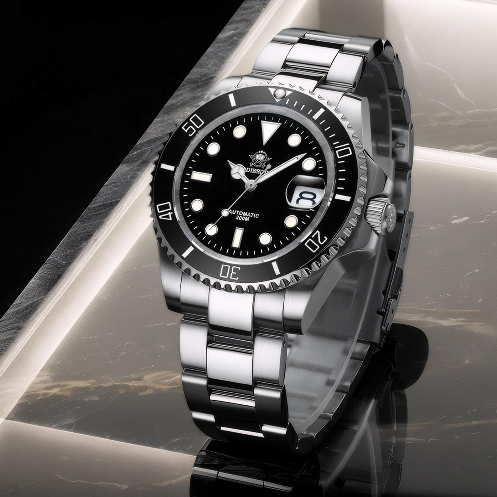 ADDIESDIVE Herren Automatikuhr Taucher Unterwasser 200m Leuchtuhr NH35A/8215 Uhrwerk Edelstahluhr