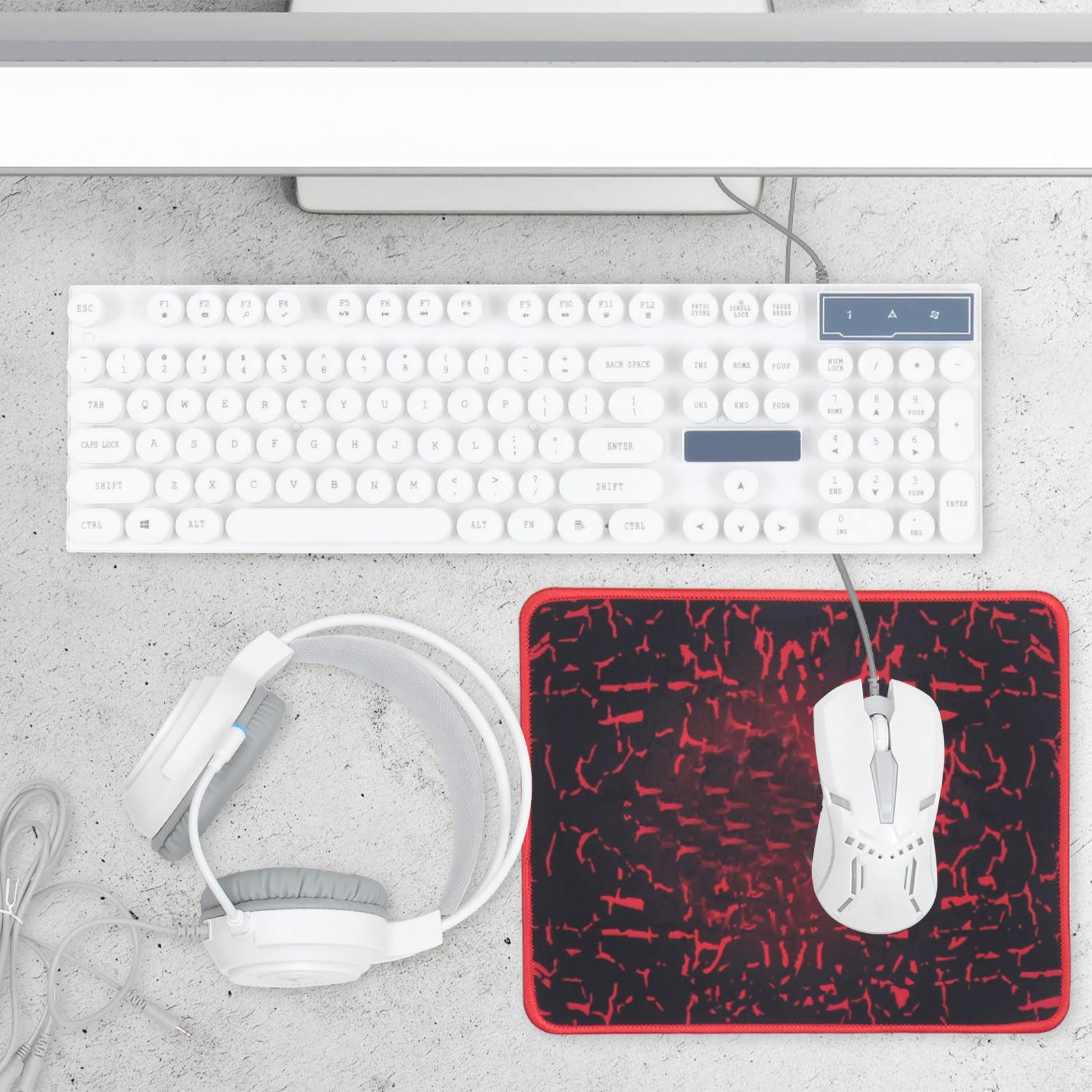 Set Tastiera e Mouse Ergonomici da Gaming Retroilluminazione Rgb, Materiale Abs Resistente, Design Elegante e Funzionale per Ufficio e Gioco, Colore Bianco