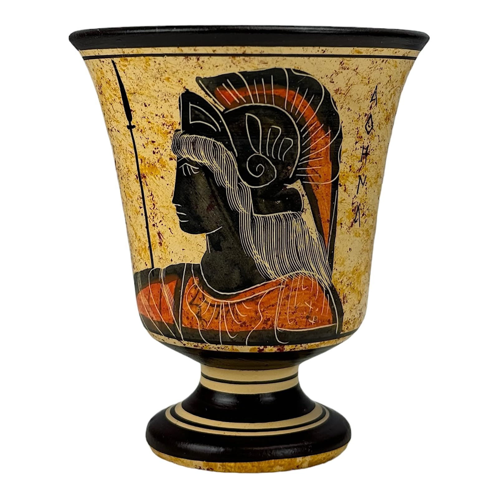 Pythagora’s Cup Greek Ceramic Pottery Cup of Justice Goddess Athena 4.33 inches
