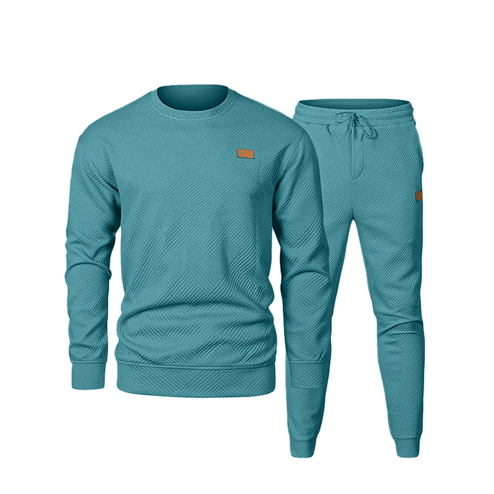 Tuta da jogging da uomo, 2 pezzi, tuta sportiva, per il tempo libero, per il tempo libero, a maniche lunghe, sport, streatwear, felpe e pantaloni da jogging, fitness, palestra, abbigliamento sportivo
