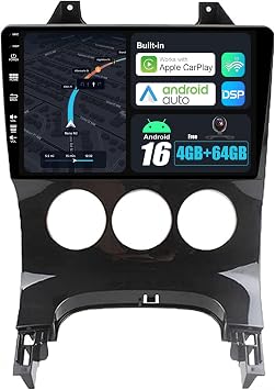 4G+64G - Android 16 Car Stereo For Peugeot 3008/5008 2009-2016 Sat Nav Navigation - Wireless Carplay + Android Auto - Camera - 9 Inch 2 Din -Steering Wheel WiFi DAB Fast-boot Split-Screen