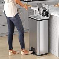 Vista 2 de iTouchless Airstep - Cubo de basura con pedal de 18 galones con sistema de control de olores AbsorbX, capacidad extra de 68 litros de acero