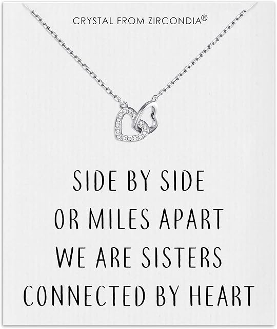 Philip Jones Sister Heart Link Necklace with Quote Card Created with Zircondia® Crystals