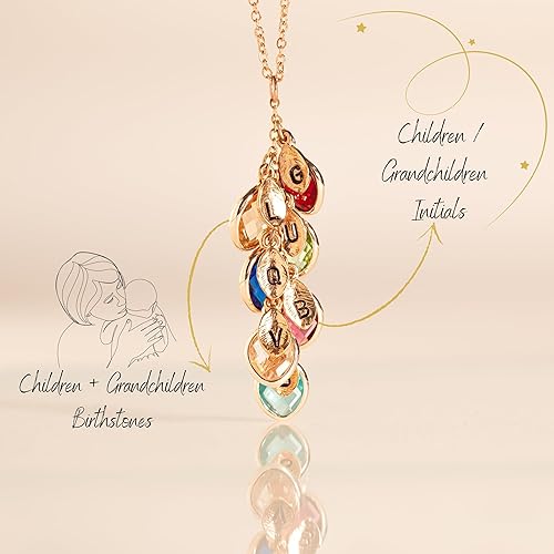 Miniatura 2 de MignonandMignon Birthstone Necklace for Grandma, Initial Necklaces for Women Personalized Jewelry for Women Birthstone Necklace, Grandkids Name