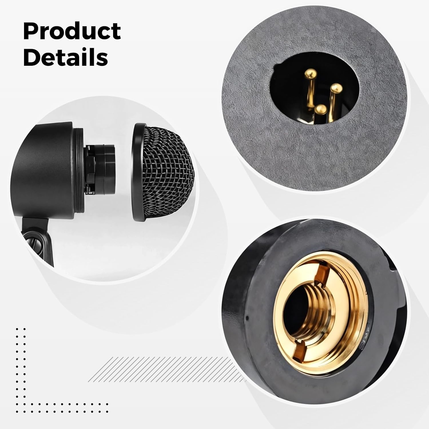 Dynamic Kick Drum Microphone, Cardioid Metal Mic with Mount and Base for Drum Kits & Studio