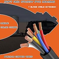 Vista 4 de Extensión de remolque de 7 pines (4 pies) - Extensión de enchufe de remolque de 7 vías - Extensión de enchufe de remolque de 7 cuchillas