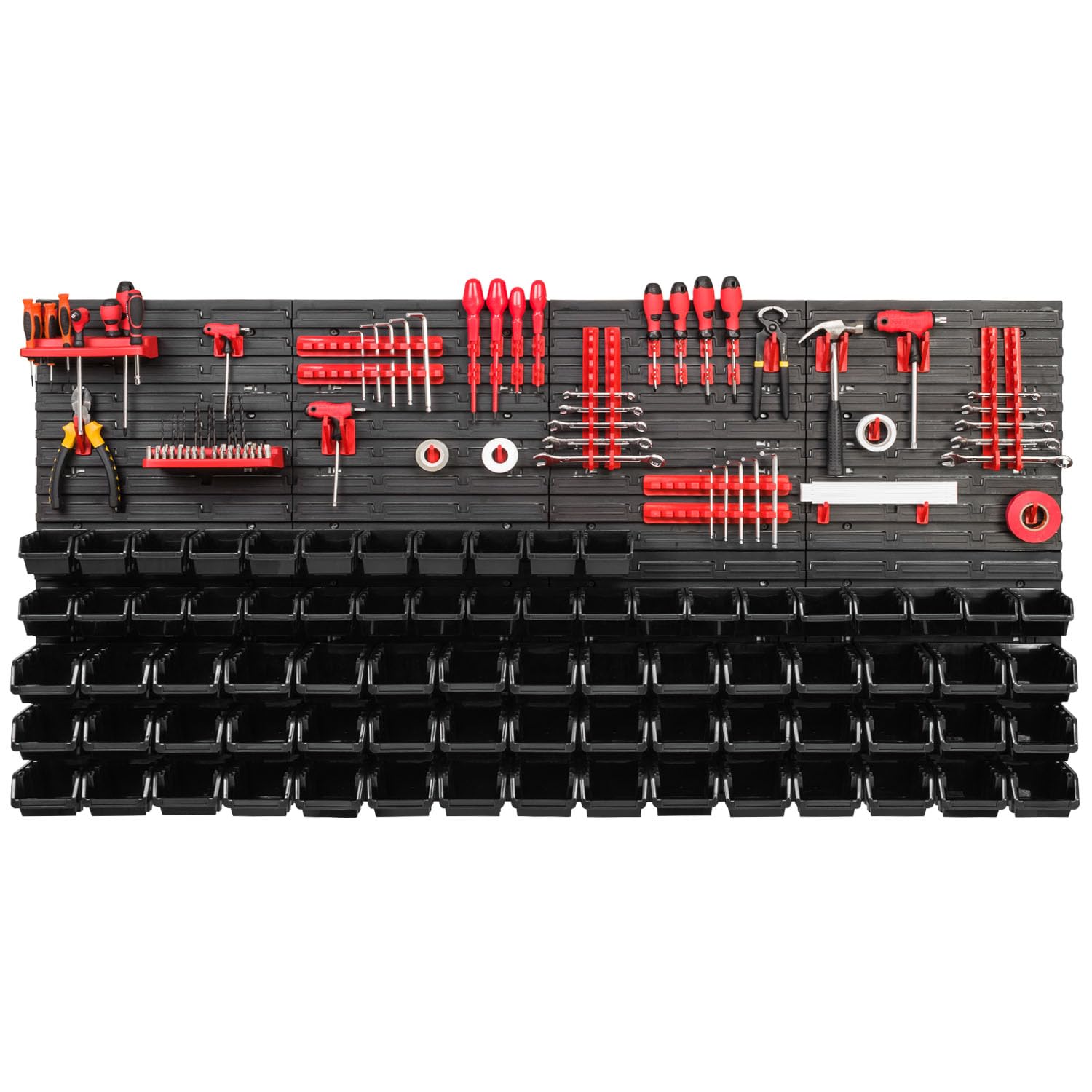 WALL MOUNTED TOOL PEG BOARD SET GARAGE STORAGE BINS WORKSHOP RACK SHED ORGANISER 50 MODELS VARIOUS SHAPES AND LAYOUTS SMALL MEDIUM LARGE (Model 39)