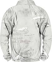 Vista 2 de JJHAEVDY Mens Sweatshirts Long-Sleeve Botton Sweater Stand Collar Print Sweatshirt Lightweight Casual Pullover Outdoor Shirt