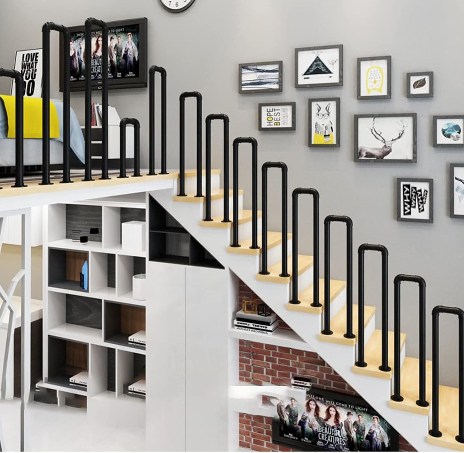 外部ステップ用屋外手すり、黒い階段手すり錬鉄手すり、屋内または屋外ガーデンテラス用の1段亜鉛メッキパイプサポートポール,70cm