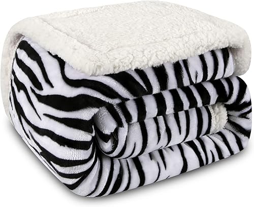Vista 70 de MACEVIA Manta Decorativa de Forro Polar Sherpa para Sofá, Manta de Cebra 3D, Mullida, Gruesa, Cálida, Reversible, Acogedora, Cómoda, Súper Suave