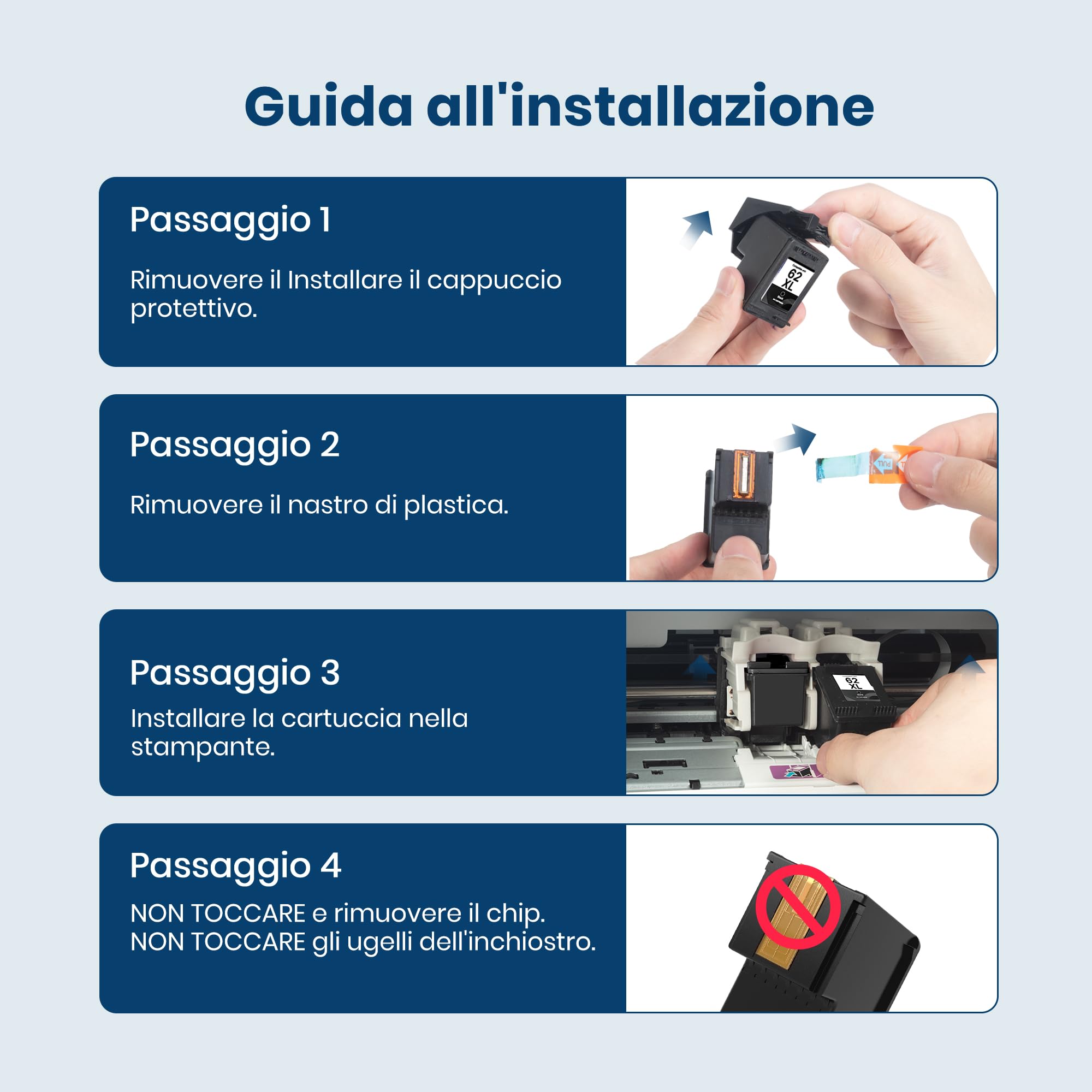 62 XL 62XL Sostituzione per Cartucce HP 62 XL Nero Compatibili con Envy 7640 5540 5640 5544 5547 5646 5548 5545 5541 5644 per Officejet 5740 5742 200 250 5744 (1 Nero) - 5