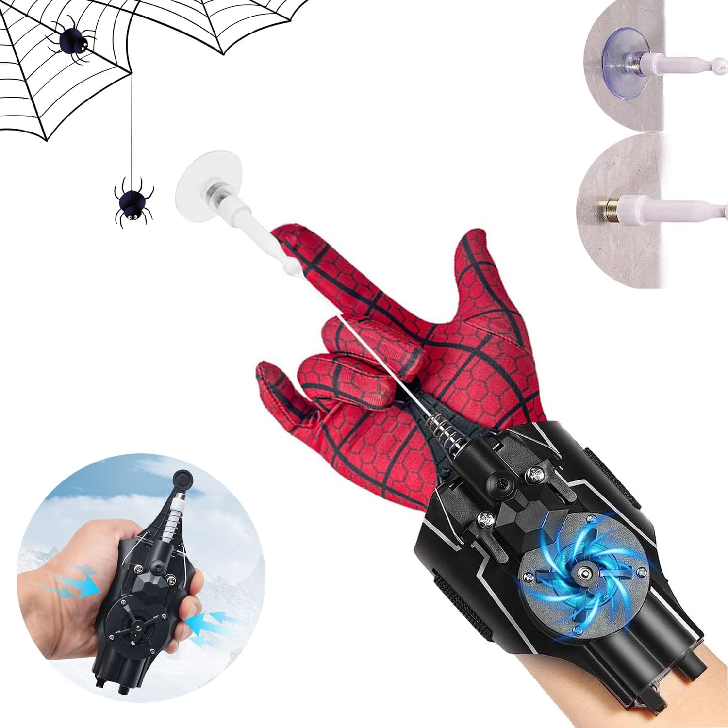 FmnyYaid Spider Web Shooters, Web Launcher String Shooters Toy, USB Charging, Rope Launcher - Electric Reel-in, Super Hero Launcher Gloves Wrist Toy Cosplay Launcher Bracers Accessories (Black)