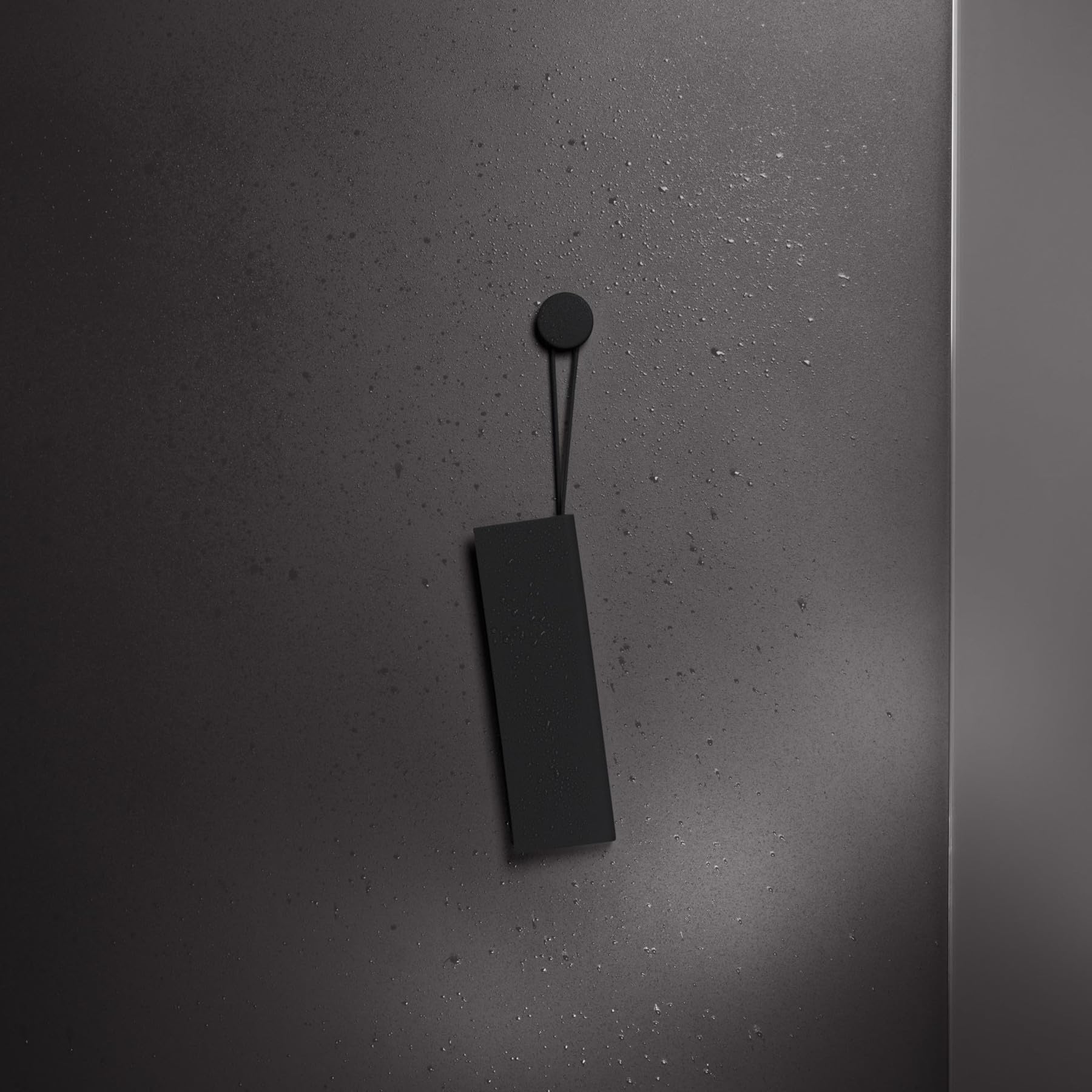 KEUCO Tergipavimento per doccia in silicone, con supporto a parete, tergivetro per incollare, 26,4x8,2x1,7 cm, senza aloni, spatola per doccia, colore: nero