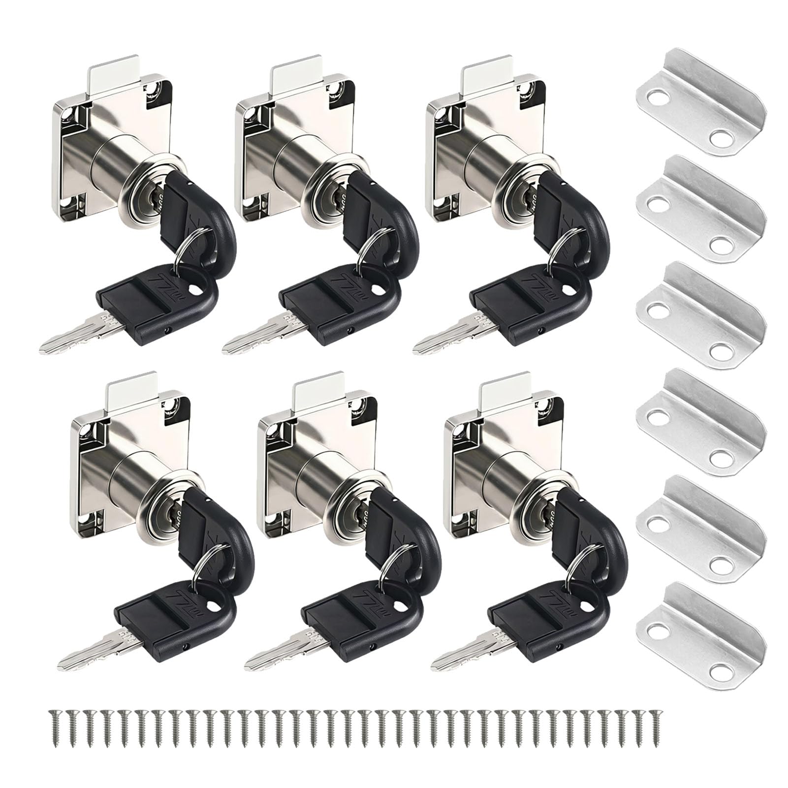 6PCS Security Cabinet Lock, Keyed Locks for Furniture, Mailbox, Drawer Office Use