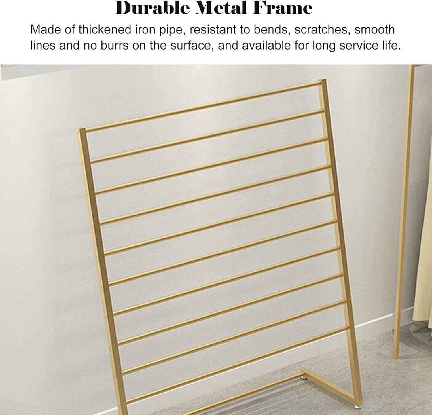 Craft Room Organiser Display Display Stand Vertical Metal Display Rack Organizer, Gold, Large Capacity Ties Storage Holder for Home/Commercial, Scarf/Gift Wrapping Paper/Craft Ribbon