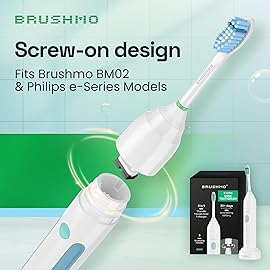 Brushmo e-Series Sensitive Replacement Toothbrush Heads, Compatible with Philips Sonicare Screw-on Electric Toothbrush Handles, 6 Standard Replacement Heads, Ultra Soft Dupont Bristles, BM756, White
