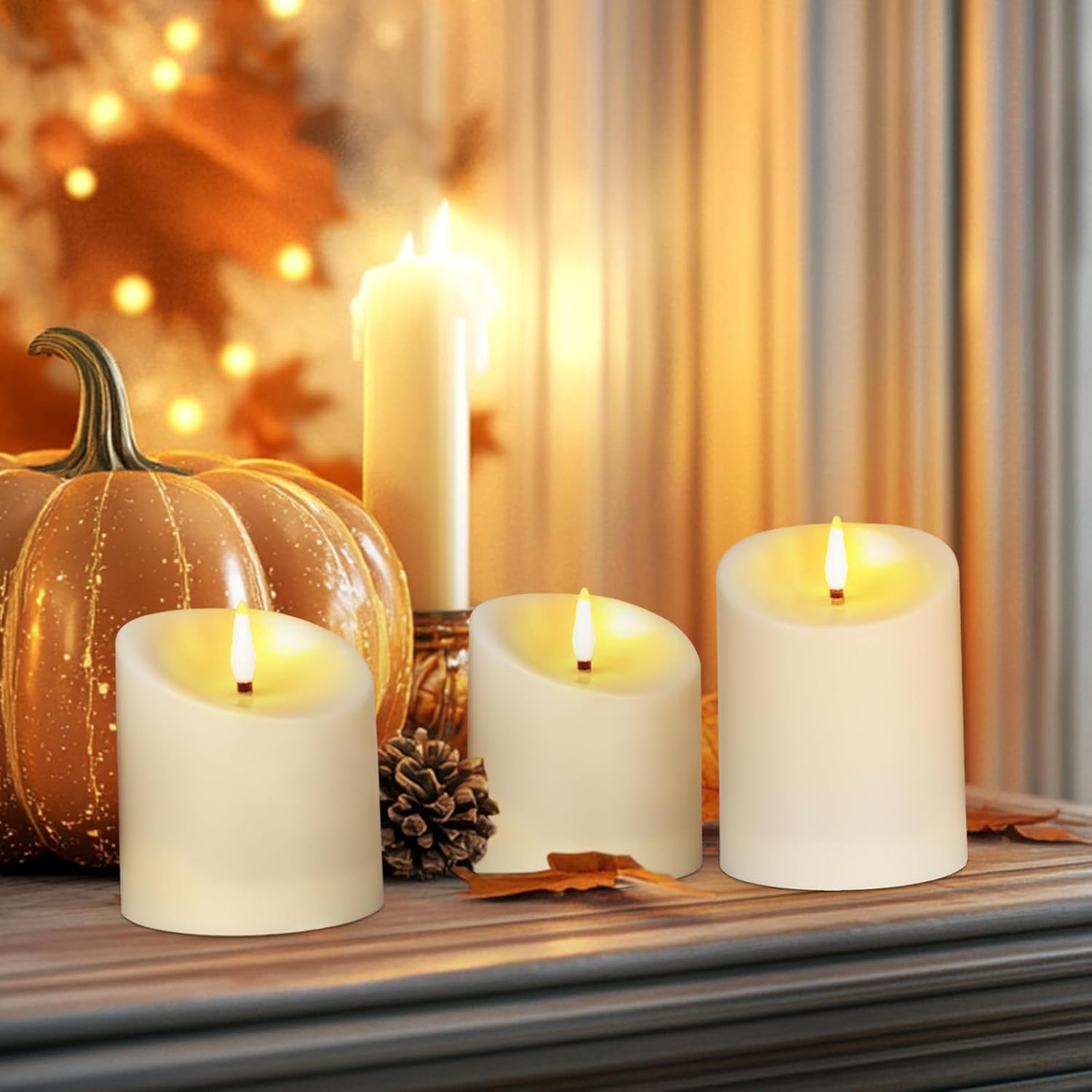Outdoor Waterproof Flameless Candles, LED Candles, Battery Operated Candles with Remote and Timers, Electric Fake Plastic Pillar Candles