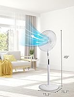 Vista 7 de Black & Decker – Ventilador de pie, color blanco, de 16 pulgadas (40.64 cm), con control remoto