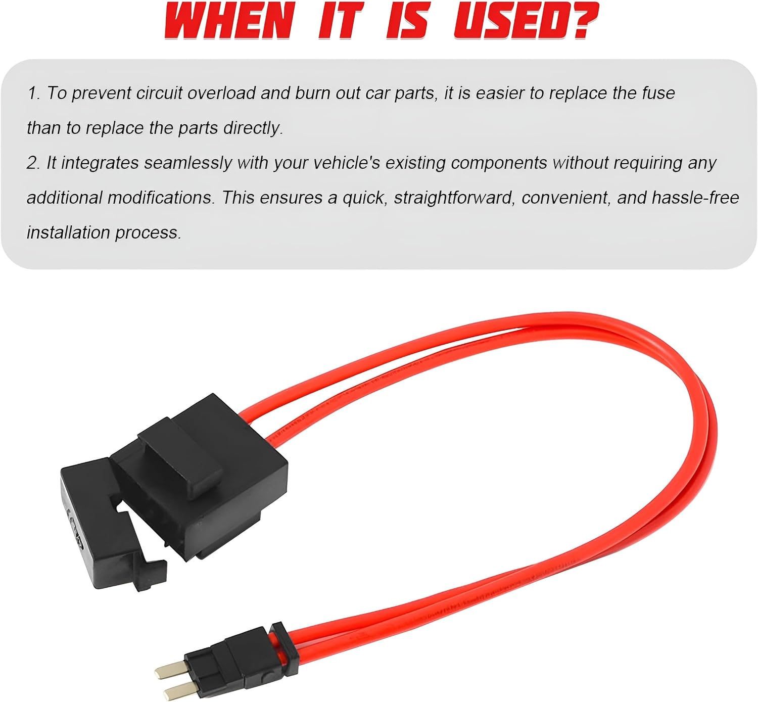 Car Fuse Holder Connector, 16AWG Inline 32V Mini ATM Fuse Tap and Test Circuit Wire Cable, Heavy Duty Wire Extension Holder Connector, Universal for Most Vehicles