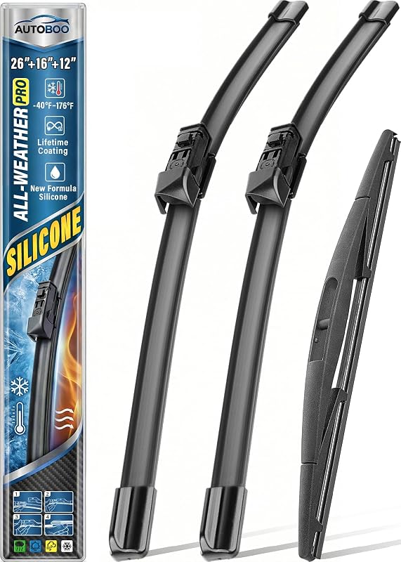 Palhetas do limpador de para-brisa de silicone AUTOBOO para Subaru Crosstrek e Impreza – Kit com 3 unidades